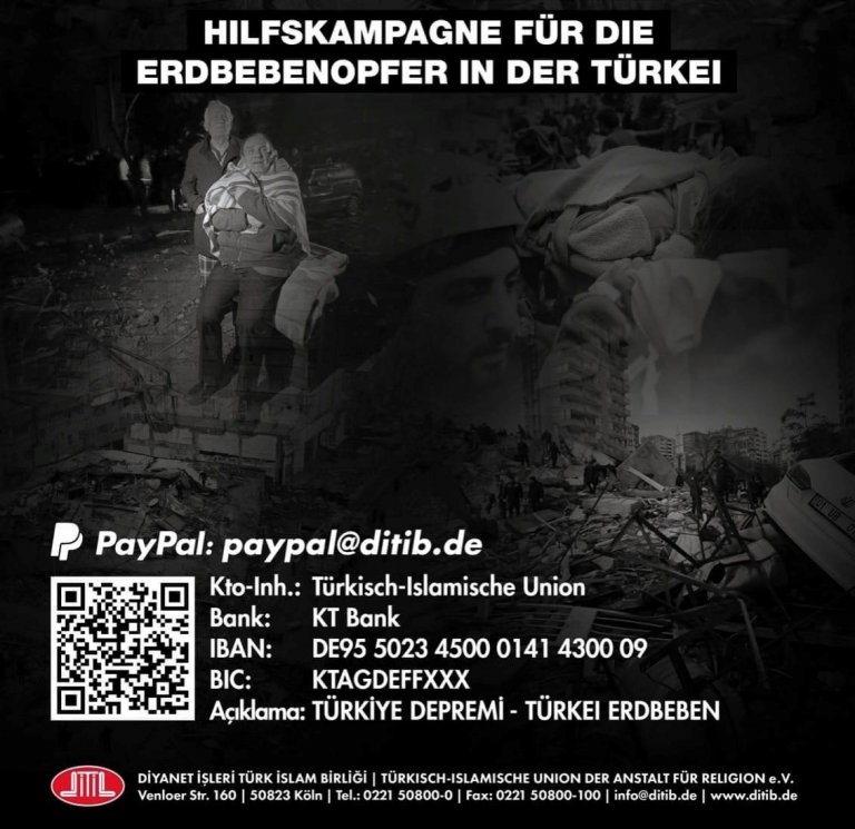 Grossansicht in neuem Fenster: Hilfskampagne Spendenaufruf für Erdbebenopfer in der Türkei und Syrien