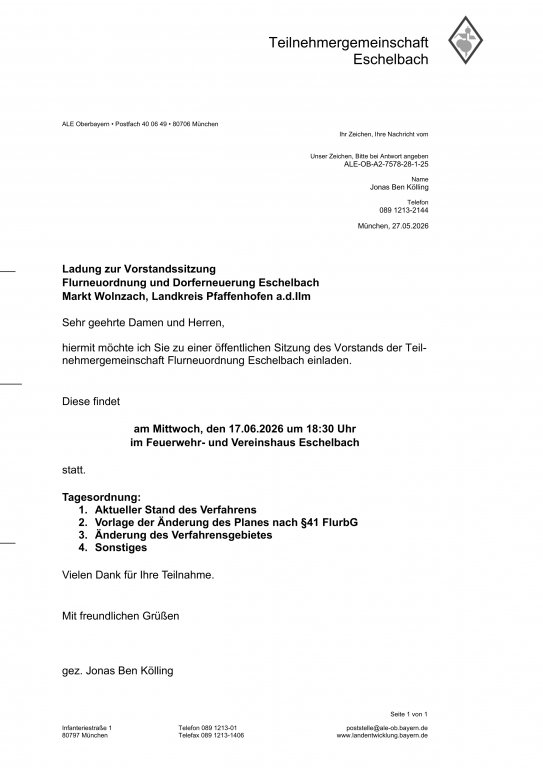 Grossansicht in neuem Fenster: Teilnehmergemeinschaft Eschelbach Sitzung 27.11.2024